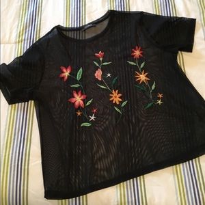 Zara Trafaluc Sheer Black Shirt